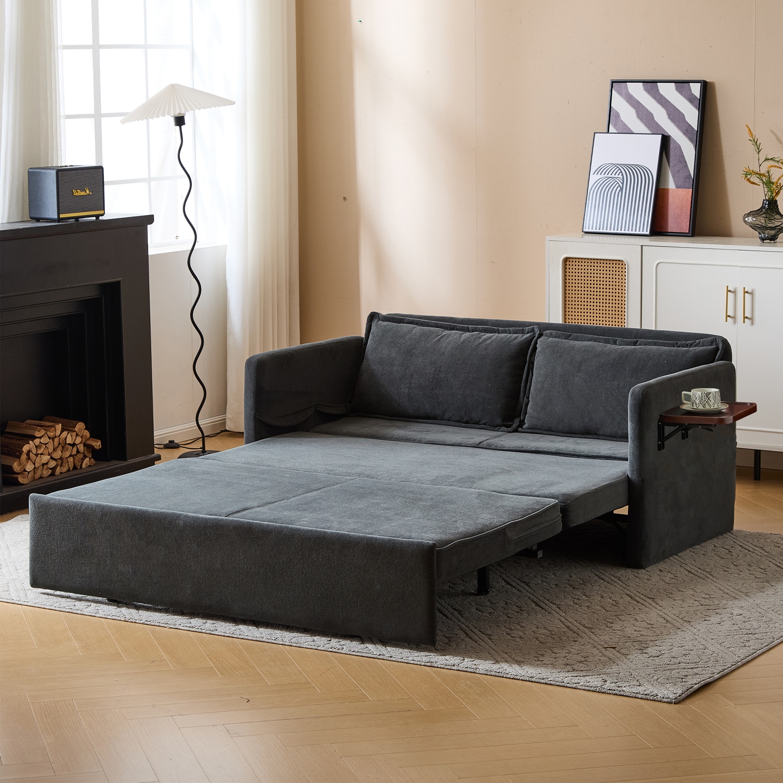 Adult Sleeper Chair Bed, 3-in-1 Convertible Sofa Chair Bed Pull-out Sofa Bed, Convenient Folding Tray Table with USB and Type-C Charging Ports Modern Loveseat for Living Room,DARK-GREY,Fabric Adult Sleeper Chair Bed, 3-in-1 Convertible Sofa Chair Bed Pull-out Sofa Bed, Convenient Folding Tray Table with USB and Type-C Charging Ports Modern Loveseat for Living Room,DARK-GREY,Fabric